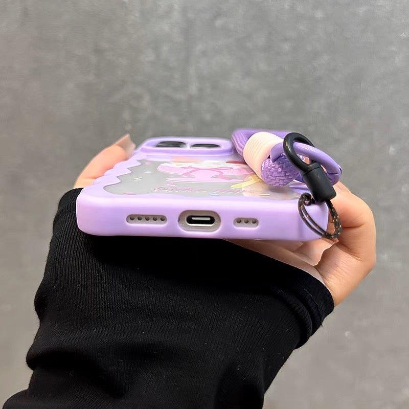iPhoneケース かわいい アイスパフェ うねうね パープル 韓国 スマホケース