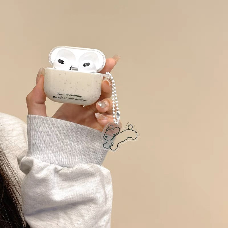 【逸品】 AirPodsケース AirPods ストラップ付き 犬 ホワイト かわいい イヤホン