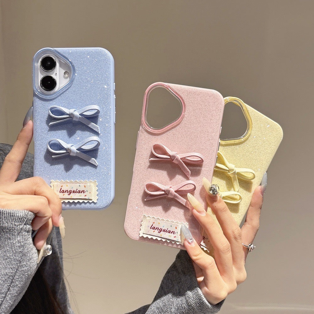 iPhoneケース おしゃれ 立体 リボン 単色 スマホケース