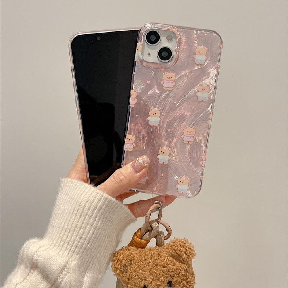 iPhoneケース かわいい キラキラ 熊 おしゃれ スマホケース