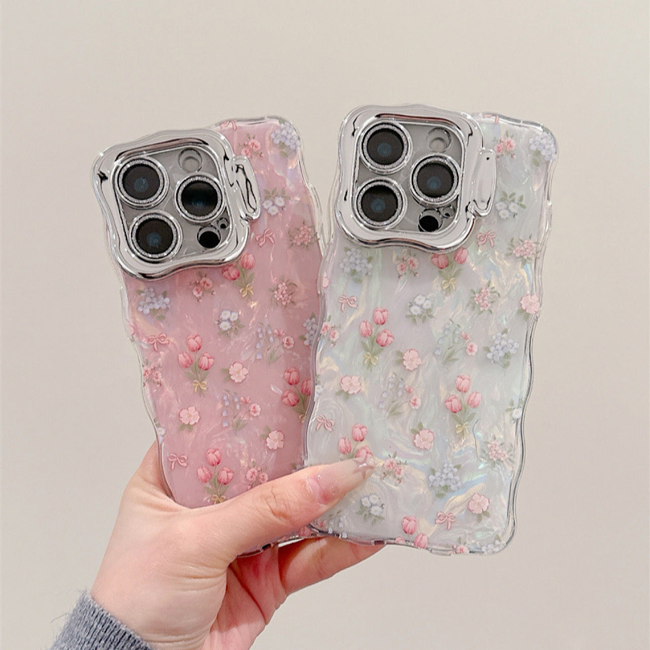 iPhoneケース おしゃれ フラワー スタンド付き スマホケース