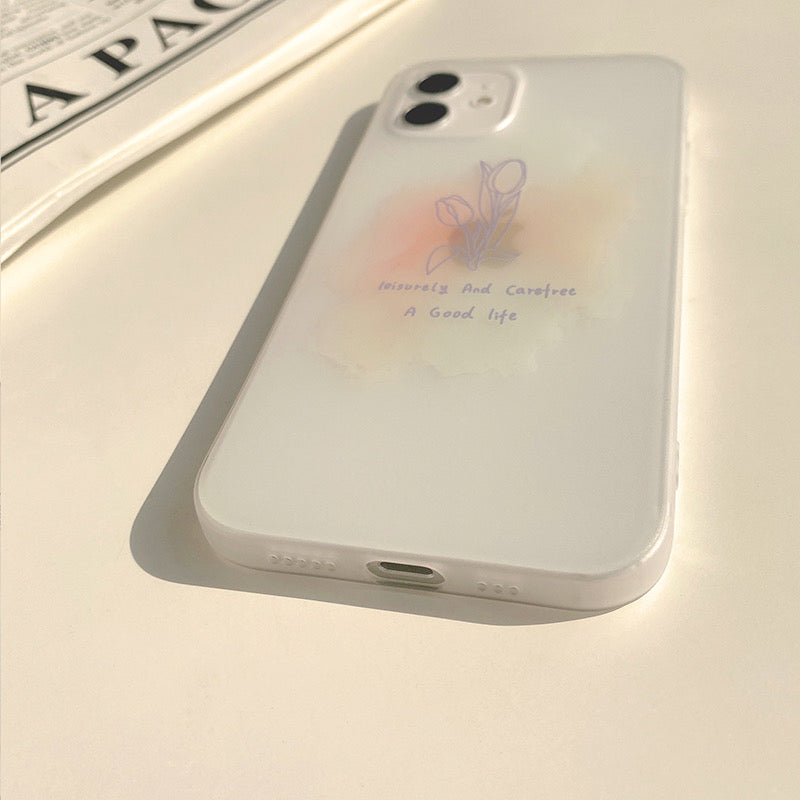 iPhoneケース チューリップ おしゃれ ホワイト スマホケース