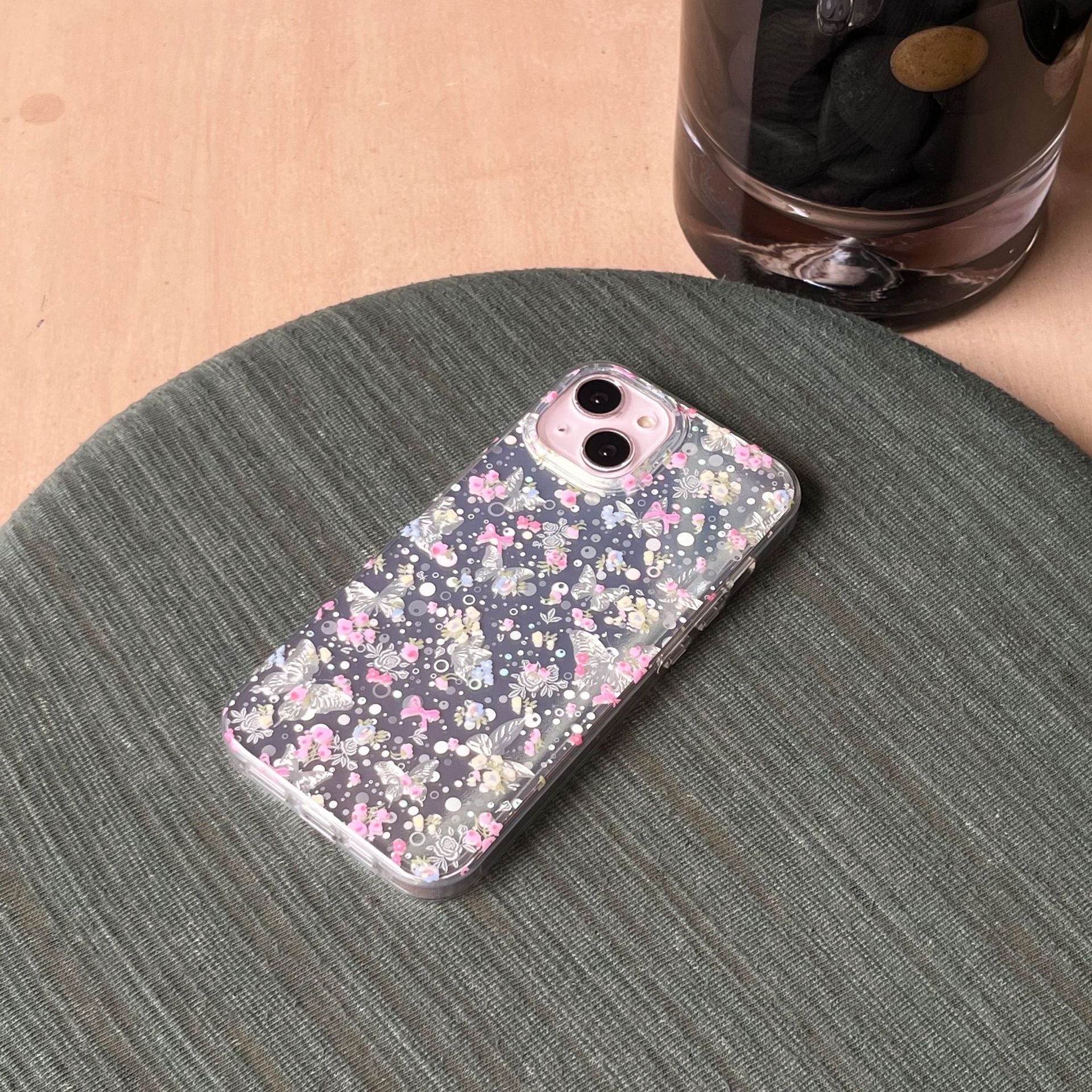 iPhoneケース おしゃれ キラキラ フラワー シルバー スマホケース