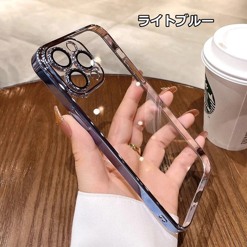 iPhoneケース　チタニウム 黄ばまないカメラ保護 軽量　透明　クリア　スマホケース