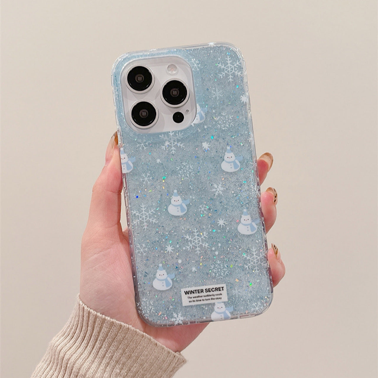 iPhoneケース おしゃれ 雪だるま キラキラ スマホケース