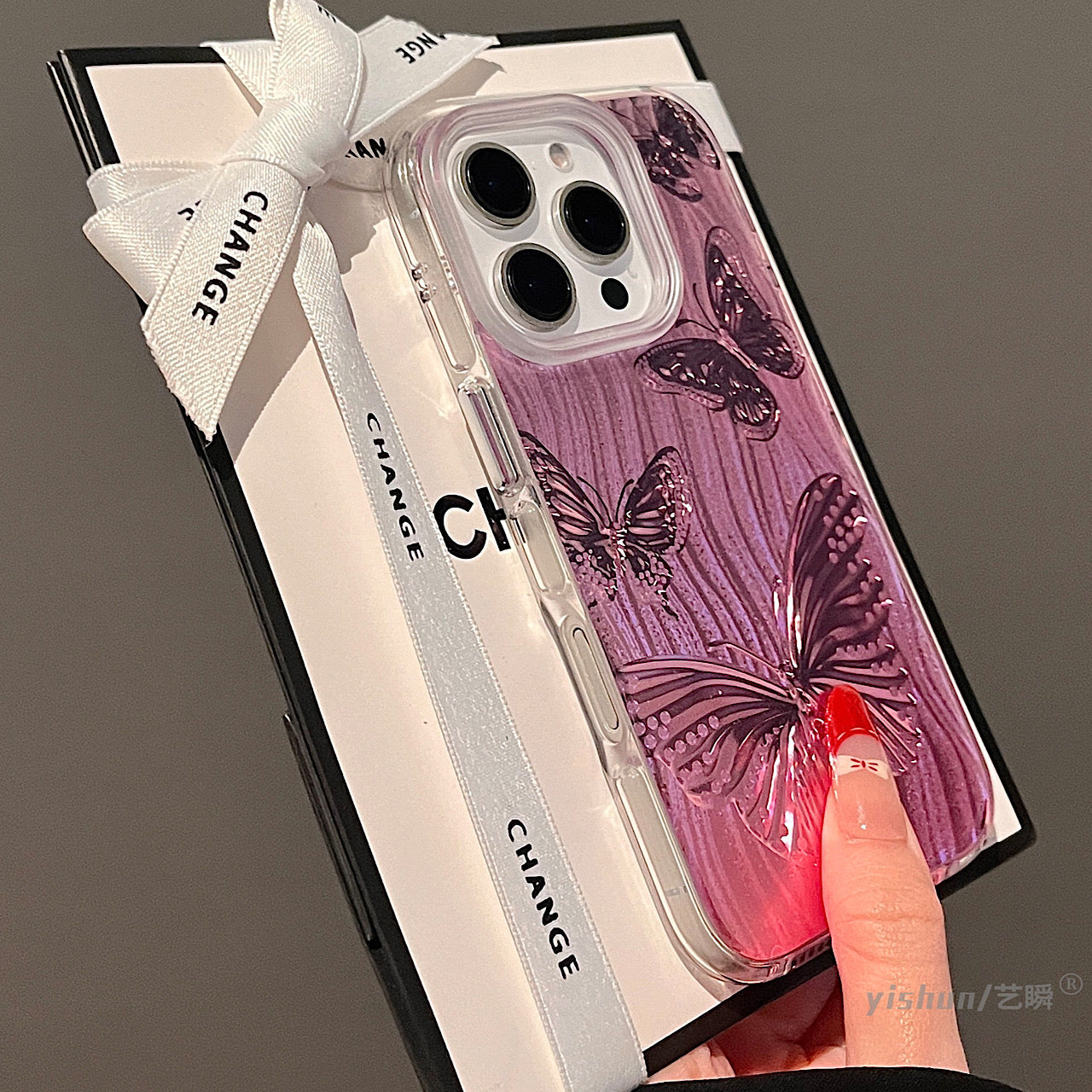 iPhoneケース おしゃれ キラキラ 蝶々 単色 スマホケース