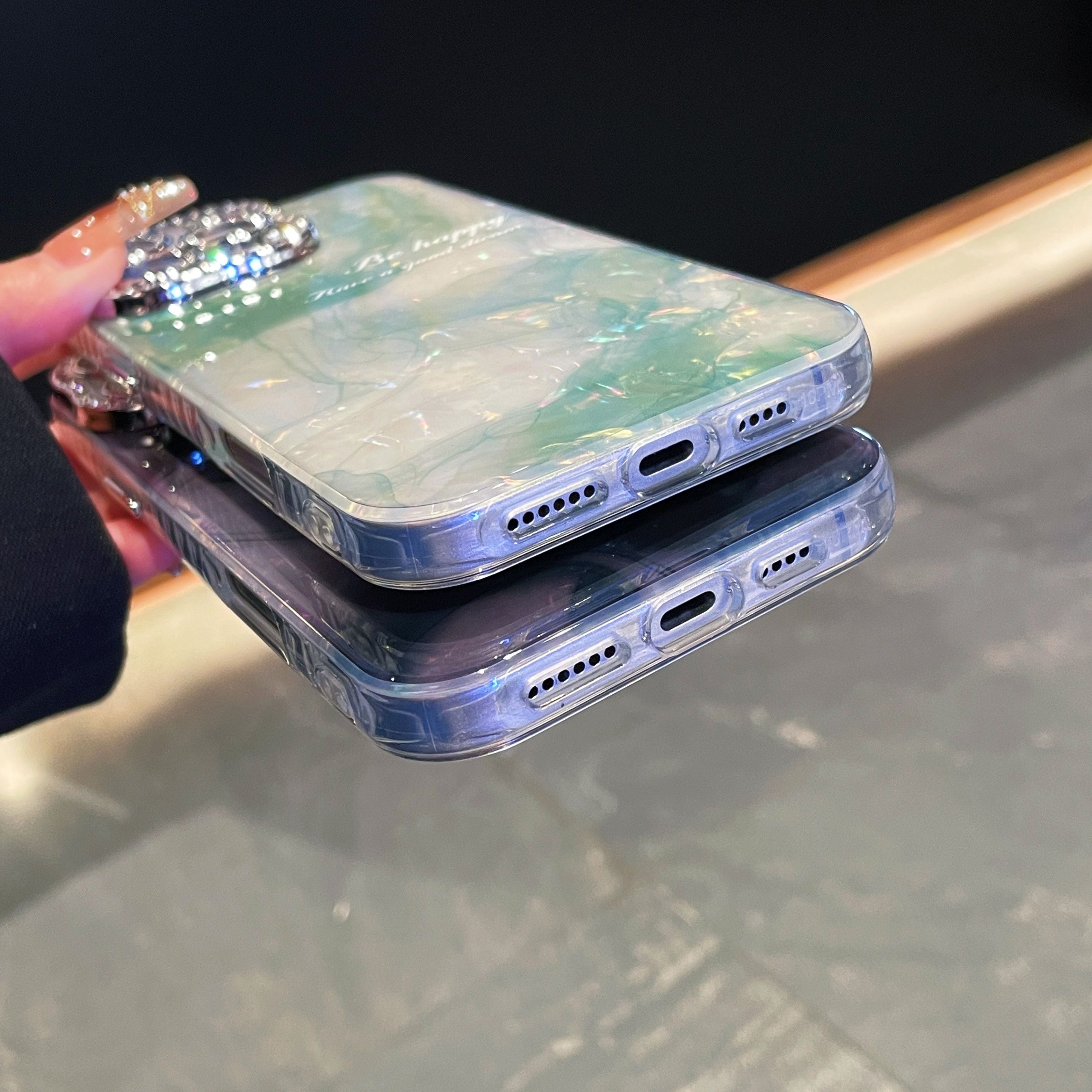 iPhoneケース 大理石風マーブル × メッセージロゴ スマホケース