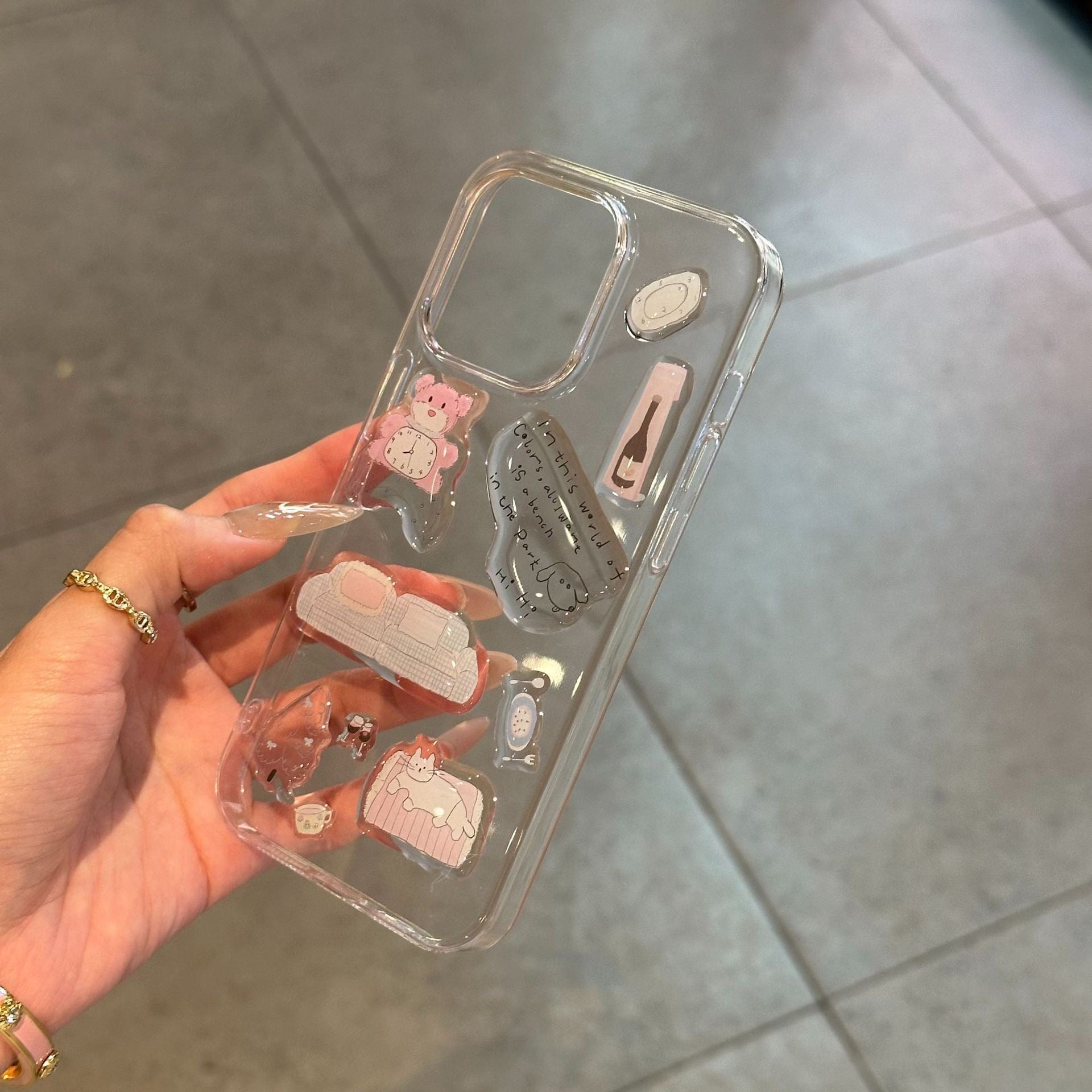 iPhoneケース かわいい シンプル シール付き 透明 クリア スマホケース