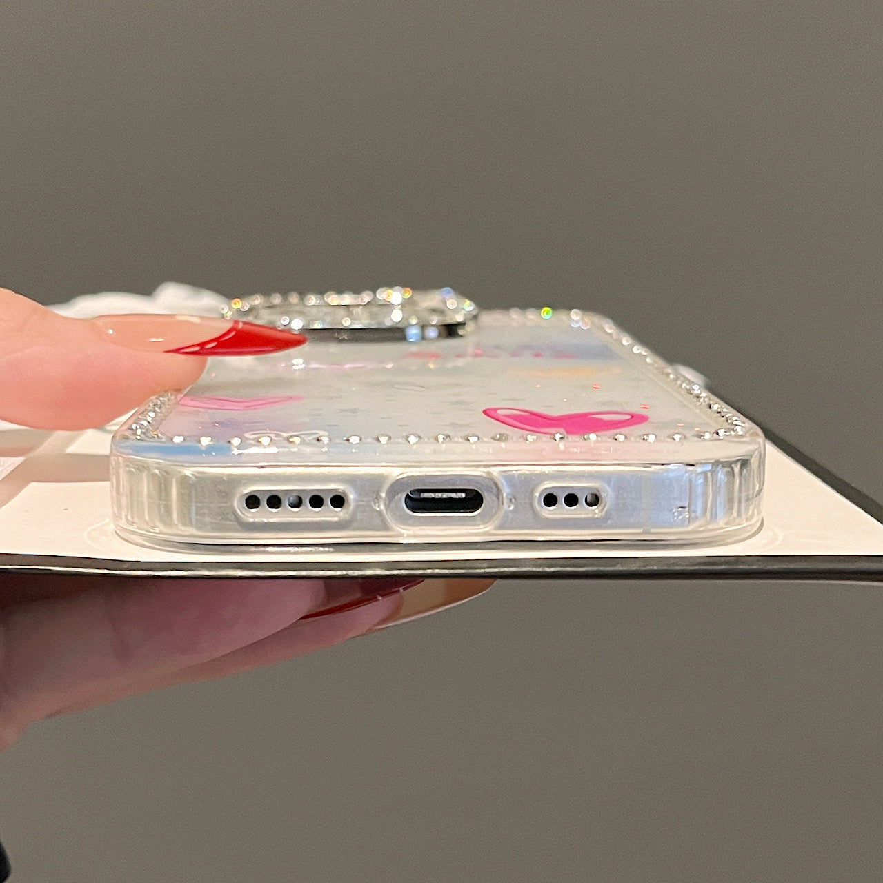 iPhoneケース おしゃれ カラフル ハート 透明 クリア スマホケース