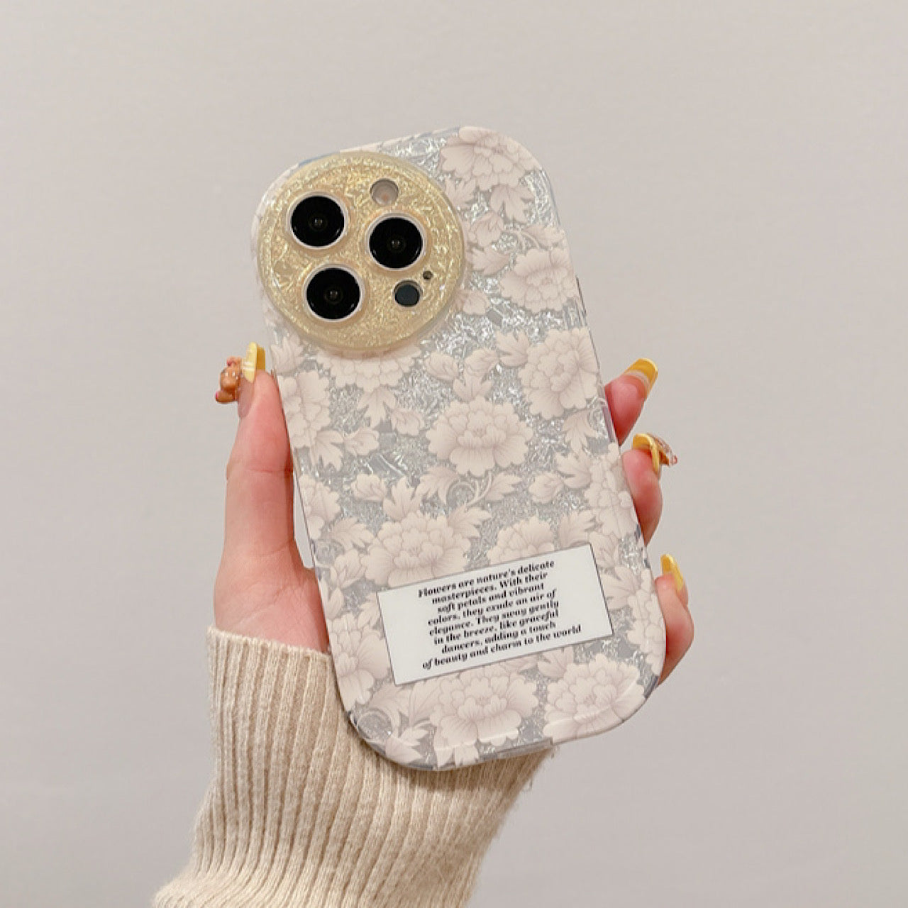 iPhoneケース おしゃれ ピンク フラワー 英文字付き スマホケース