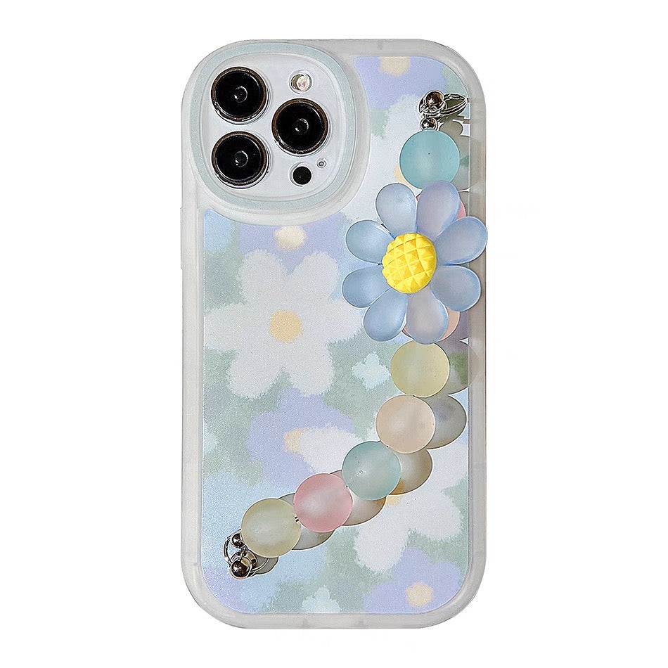 iPhoneケース おしゃれ カラフル フラワー 持ち手付き スマホケース
