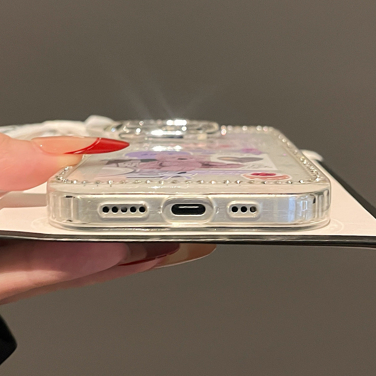 iPhoneケース かわいい くま キラキラ 透明 クリア スマホケース