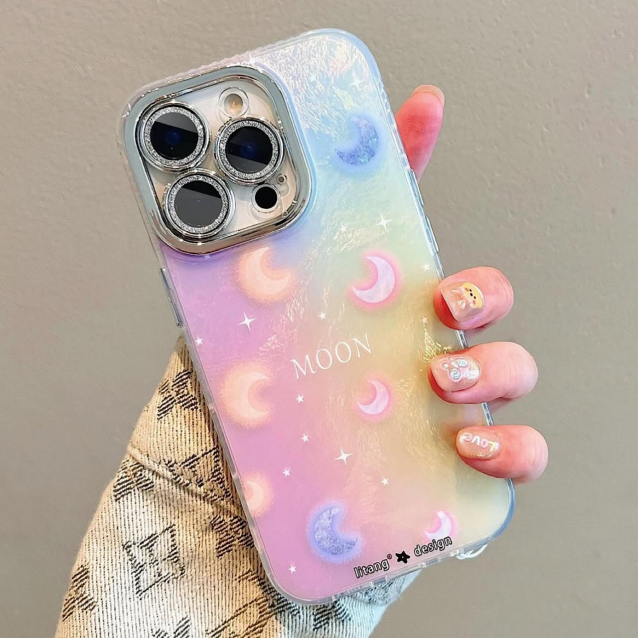 iPhoneケース カラフル ムーン おしゃれ スマホケース