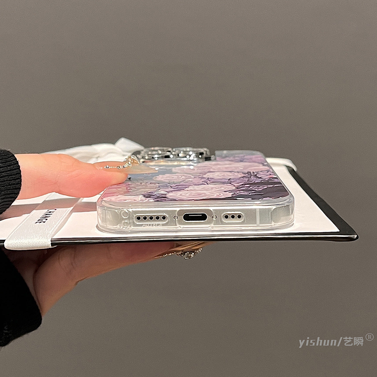 iPhoneケース おしゃれ ローズフラワー ピンク スマホケース
