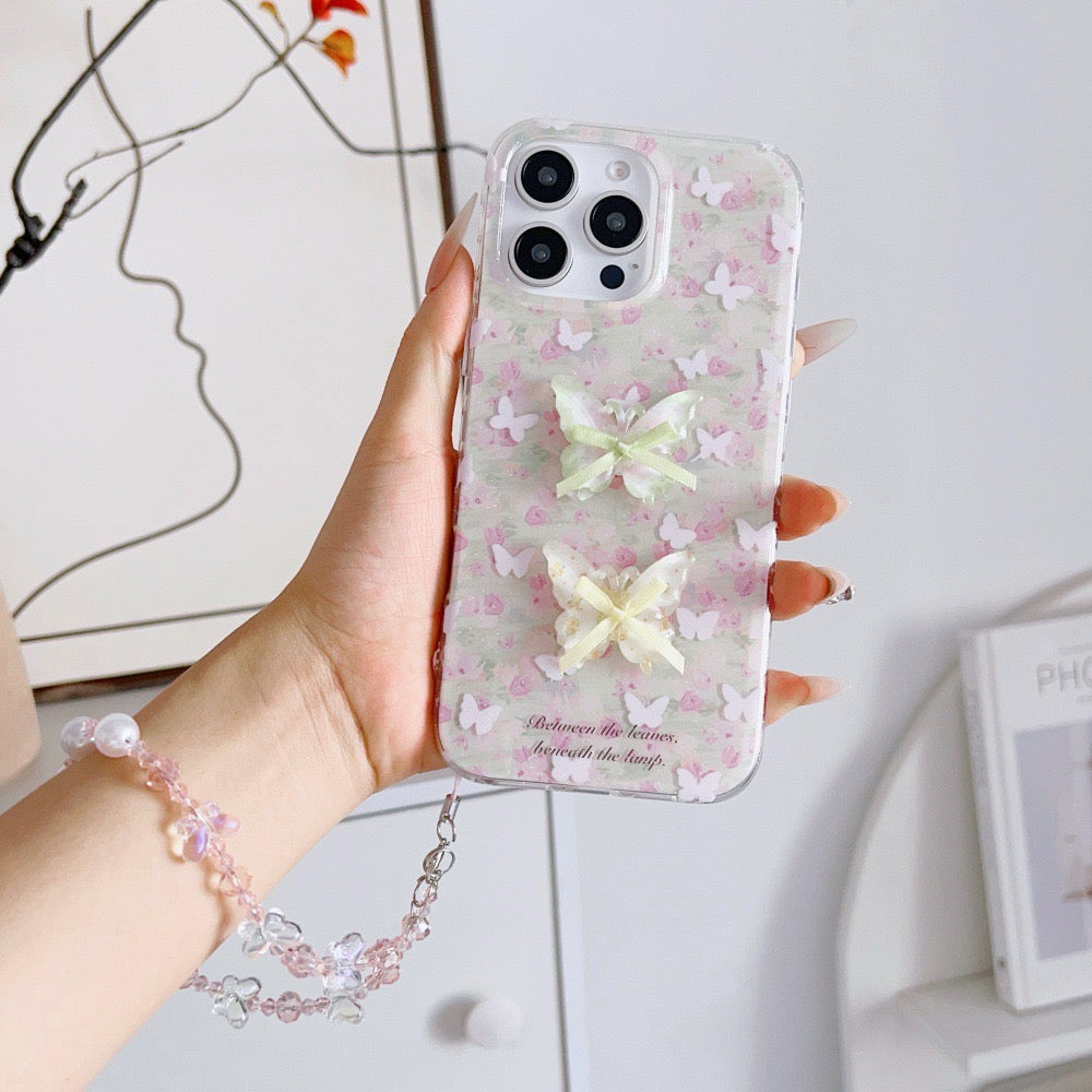 iPhoneケース 立体蝶々 リボン付き  ガーリー クリア デザイン スマホケース