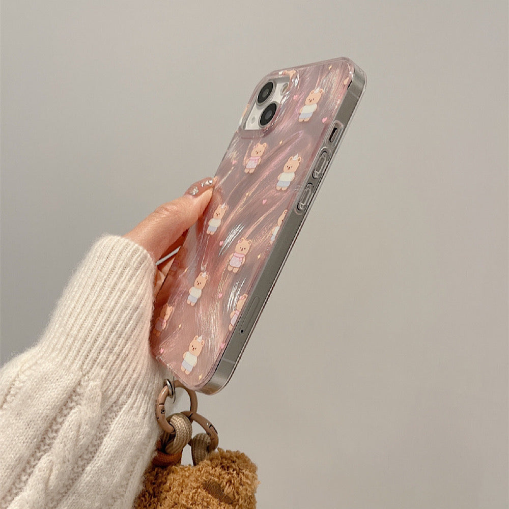 iPhoneケース かわいい キラキラ 熊 おしゃれ スマホケース