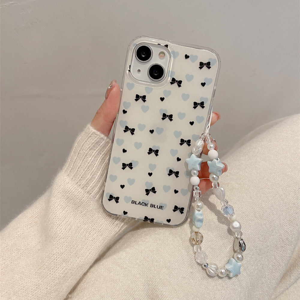 iPhoneケース ハート リボン かわいい ホワイト スマホケース