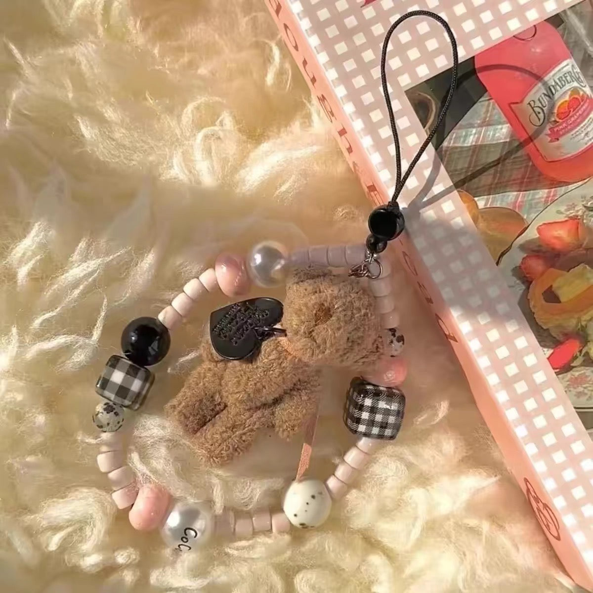 携帯ストラップ かわいい ベージュ 熊 ぬいぐるみ スマホストラップ