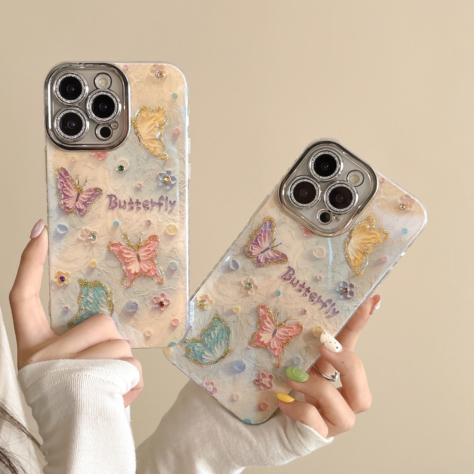 iPhoneケース おしゃれ カラフル 蝶々 スマホケース