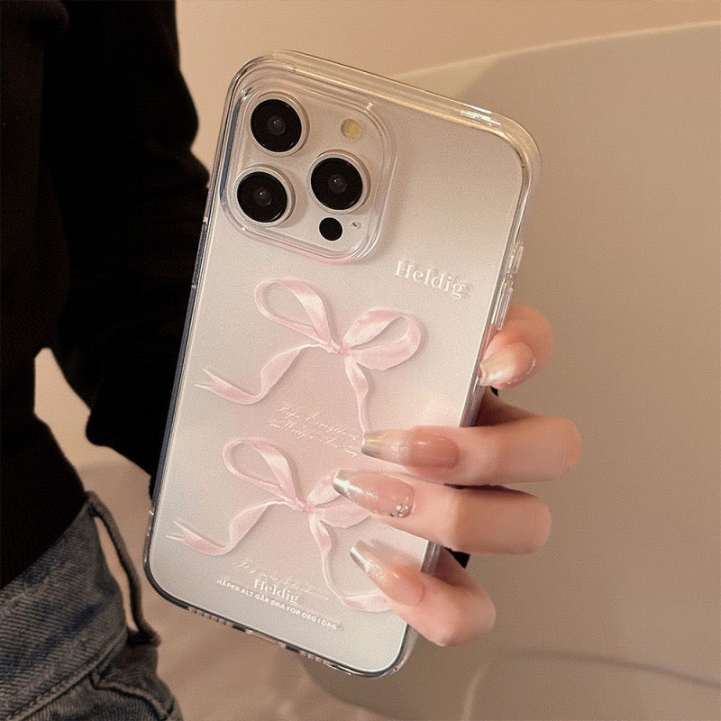 iPhoneケース 高見え クリア リボンモチーフ 上品 清楚 フェミニン スマホケース