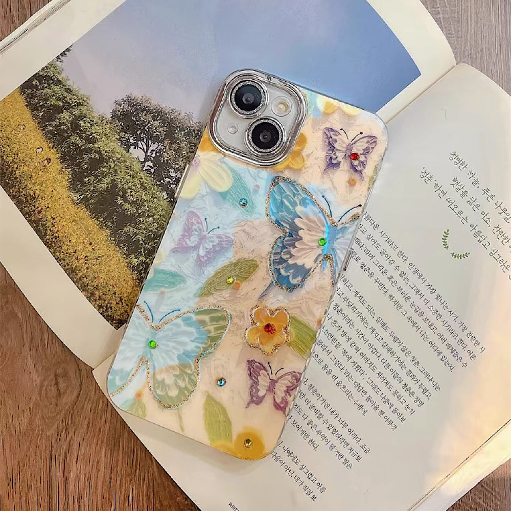 iPhoneケース カラフル 蝶々 かわいい スマホケース