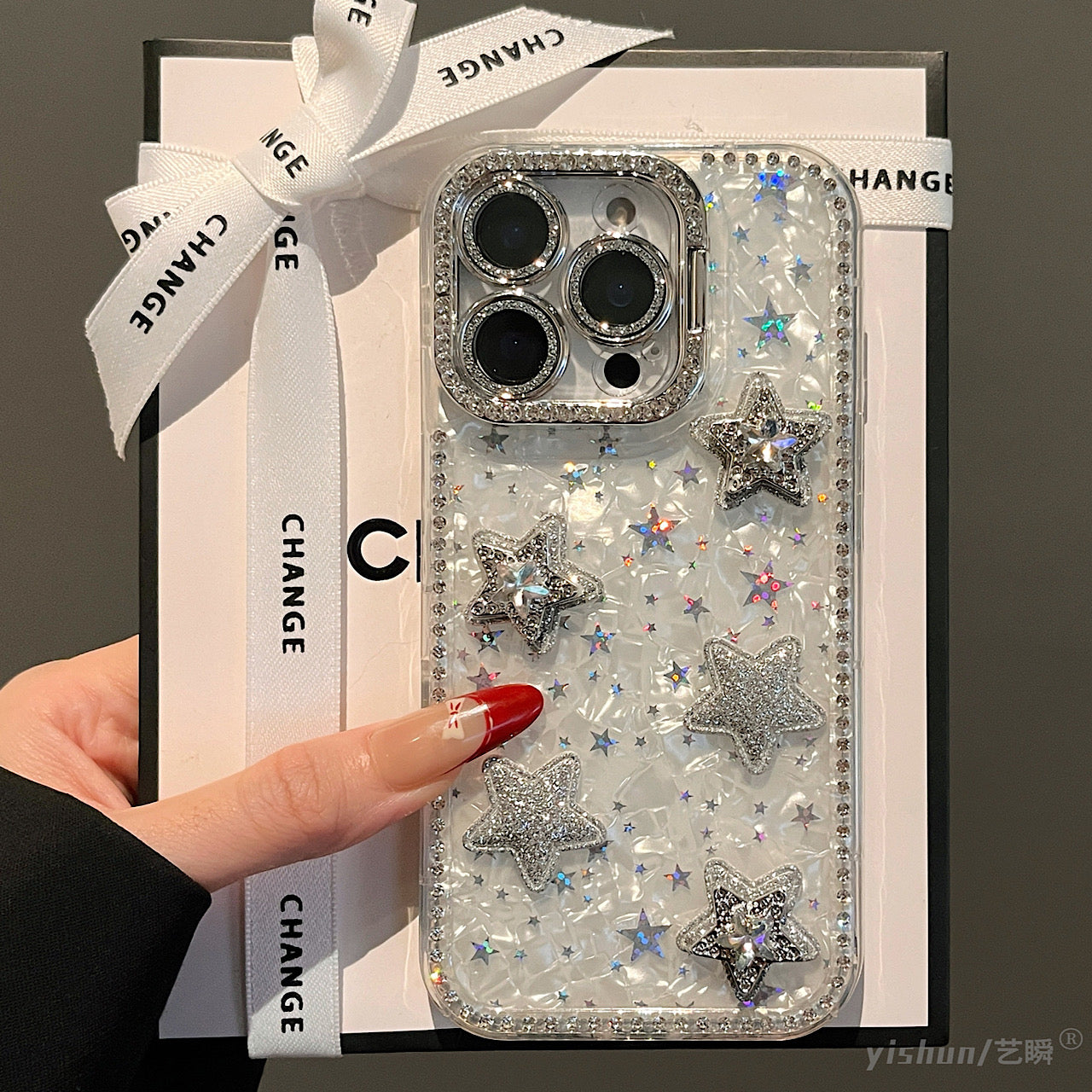 iPhoneケース おしゃれ 立体 スター キラキラ スタンド付き スマホケース