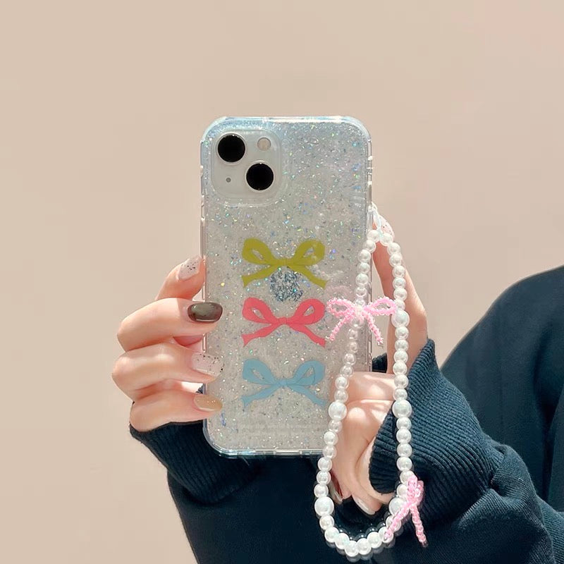 iPhoneケース カラフル リボン キラキラ スマホケース
