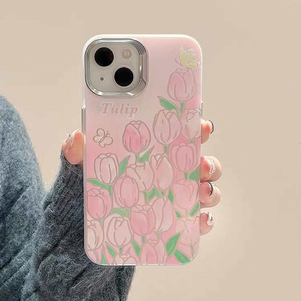 iPhoneケース ピンク チューリップ かわいい スマホケース