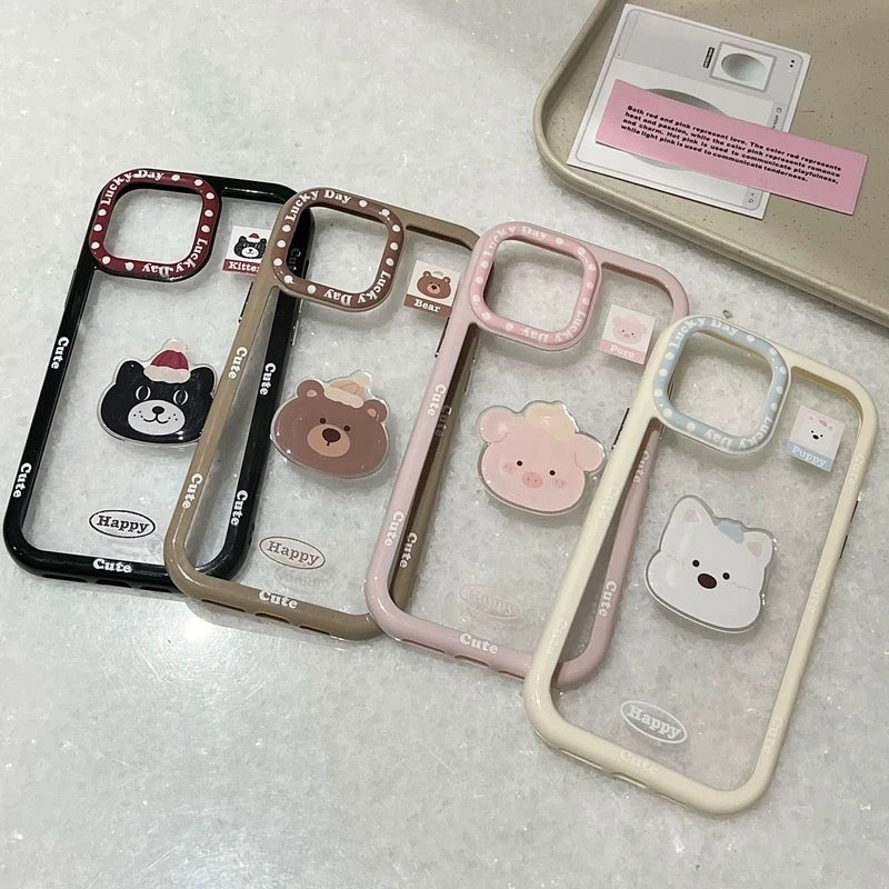 iPhoneケース かわいい 立体 アニマル 透明 クリア スマホケース