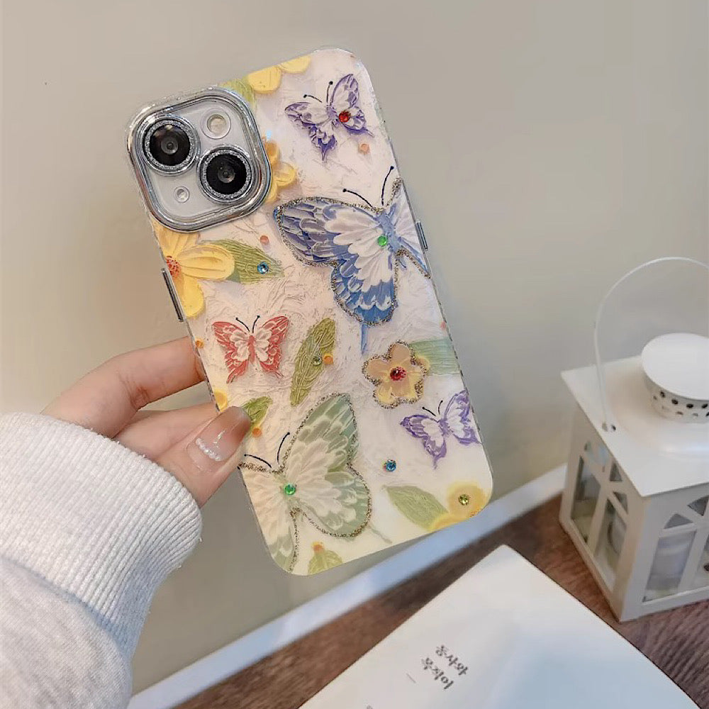 iPhoneケース カラフル 蝶々 かわいい スマホケース