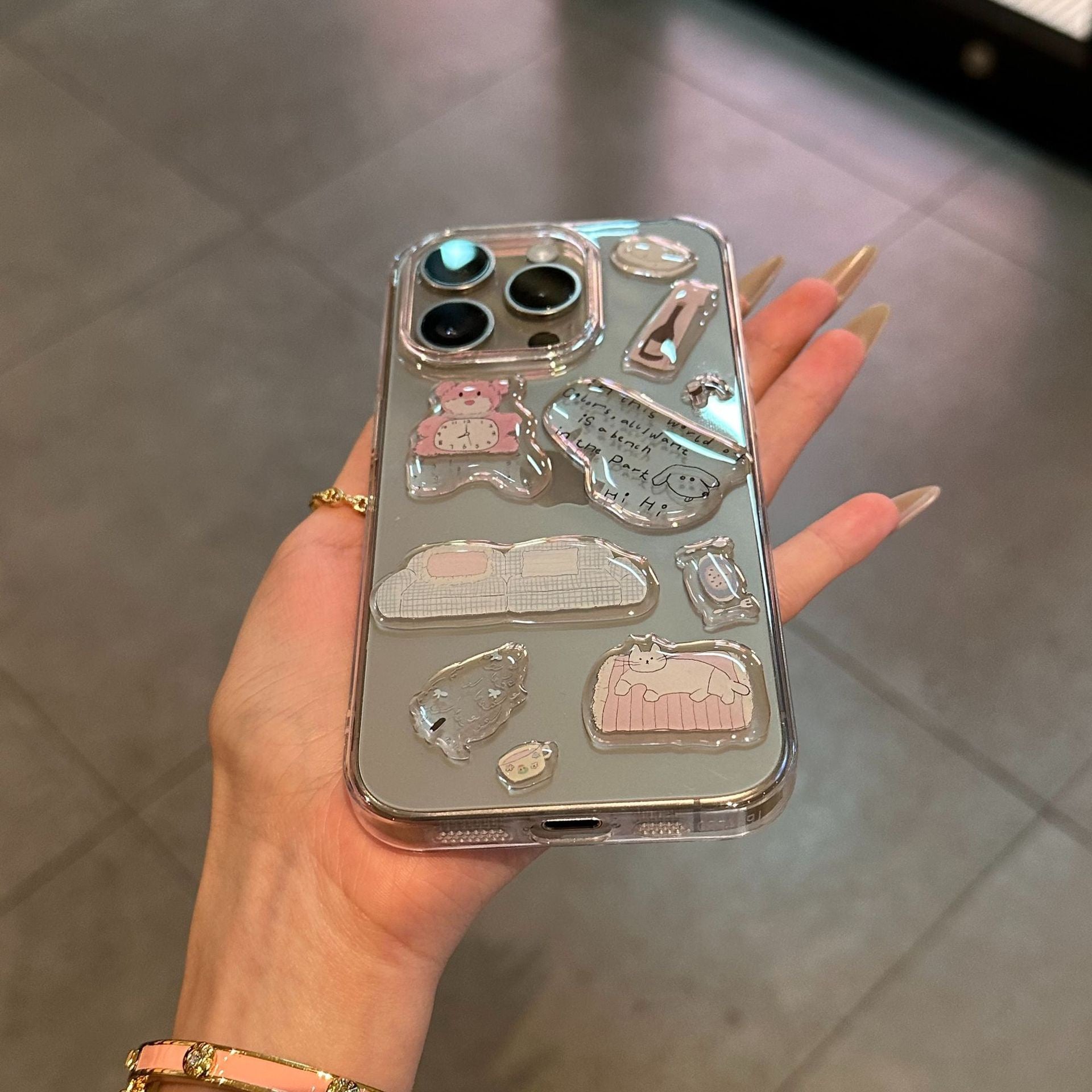 iPhoneケース かわいい シンプル シール付き 透明 クリア スマホケース