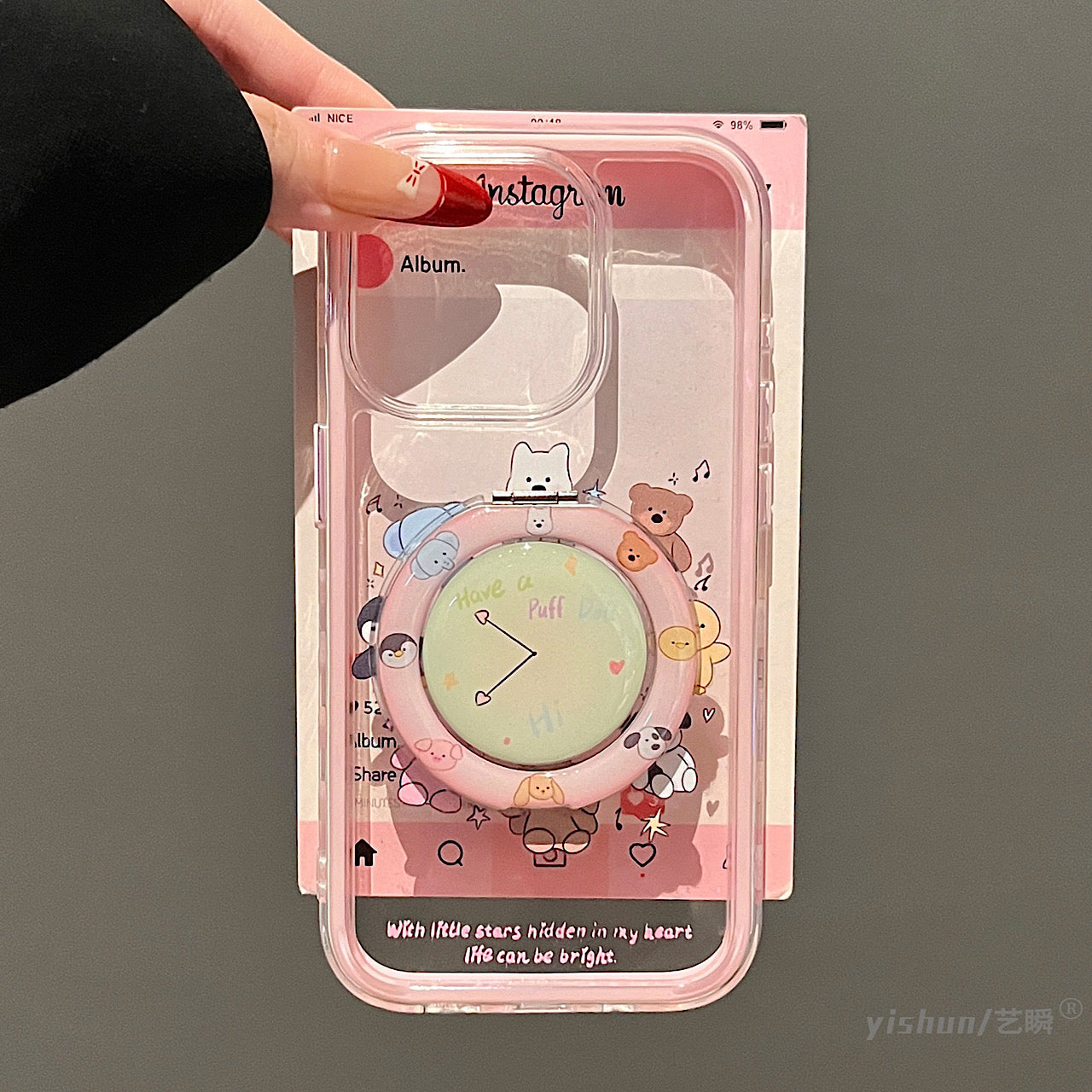 iPhoneケース おしゃれ アニマル 時計デザイン スマホケース