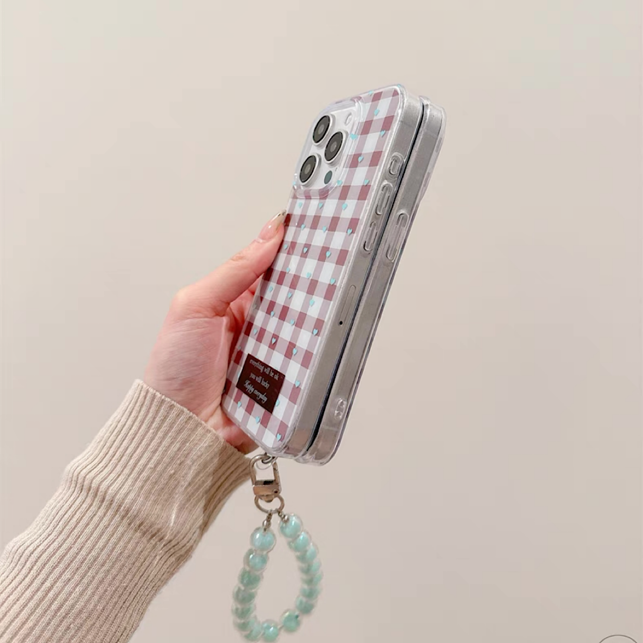 iPhoneケース おしゃれ ハート チェック柄 スマホケース