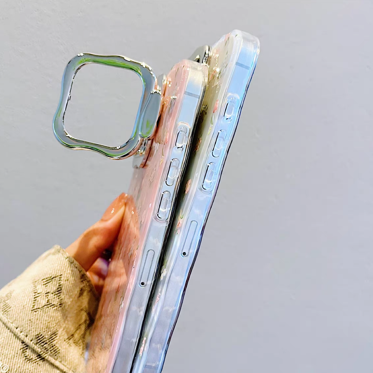 iPhoneケース おしゃれ カラフル フラワー 単色 スタンド付き スマホケース