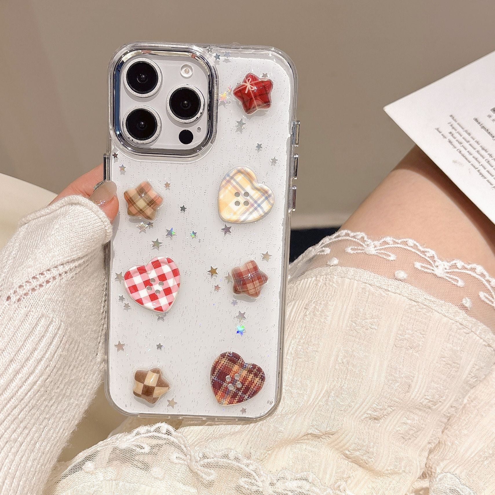 iPhoneケース おしゃれ 立体 ボタン キラキラ スマホケース