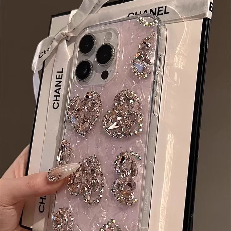 iPhoneケース おしゃれ キラキラ クリスタル ハート スマホケース