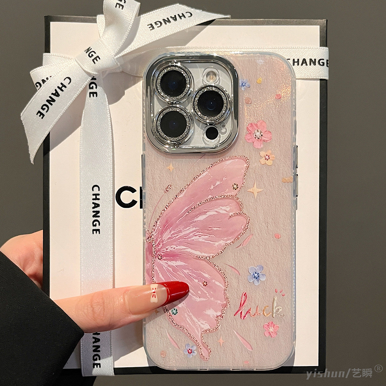 iPhoneケース おしゃれ ピンク 蝶々 スマホケース