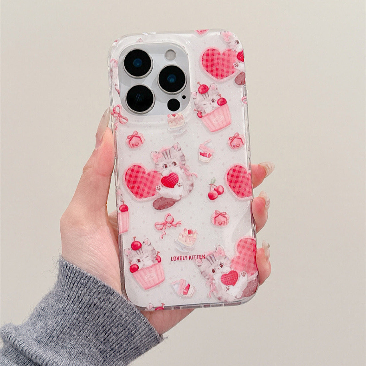 iPhoneケース かわいい 子猫 ピンク ハート スマホケース