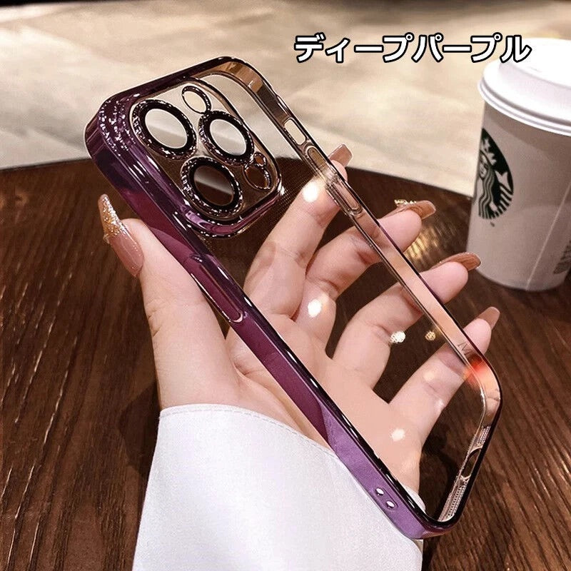 iPhoneケース　チタニウム 黄ばまないカメラ保護 軽量　透明　クリア　スマホケース