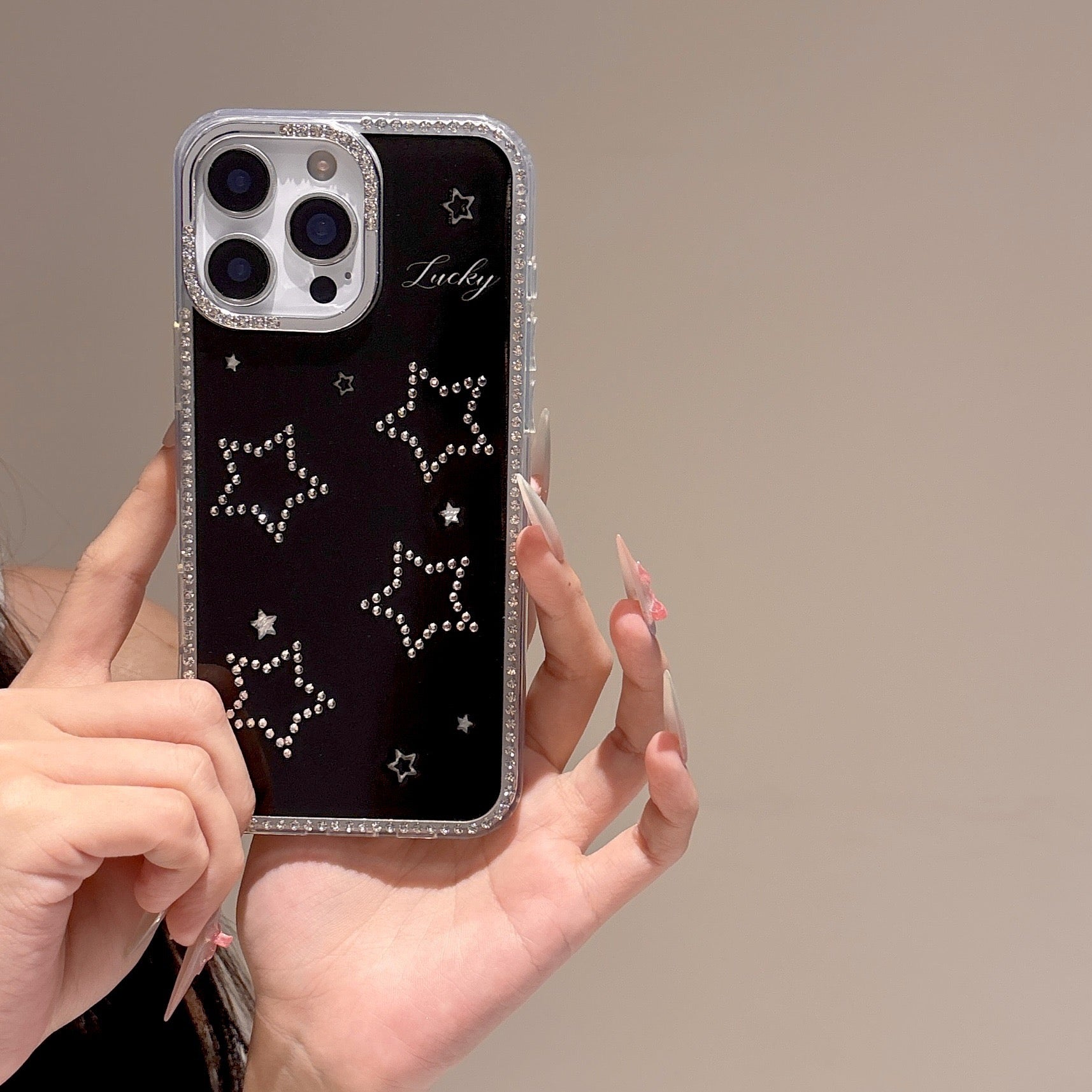 iPhoneケース キラキラ 星柄 ピンク ハート 気分もアップ スマホケース