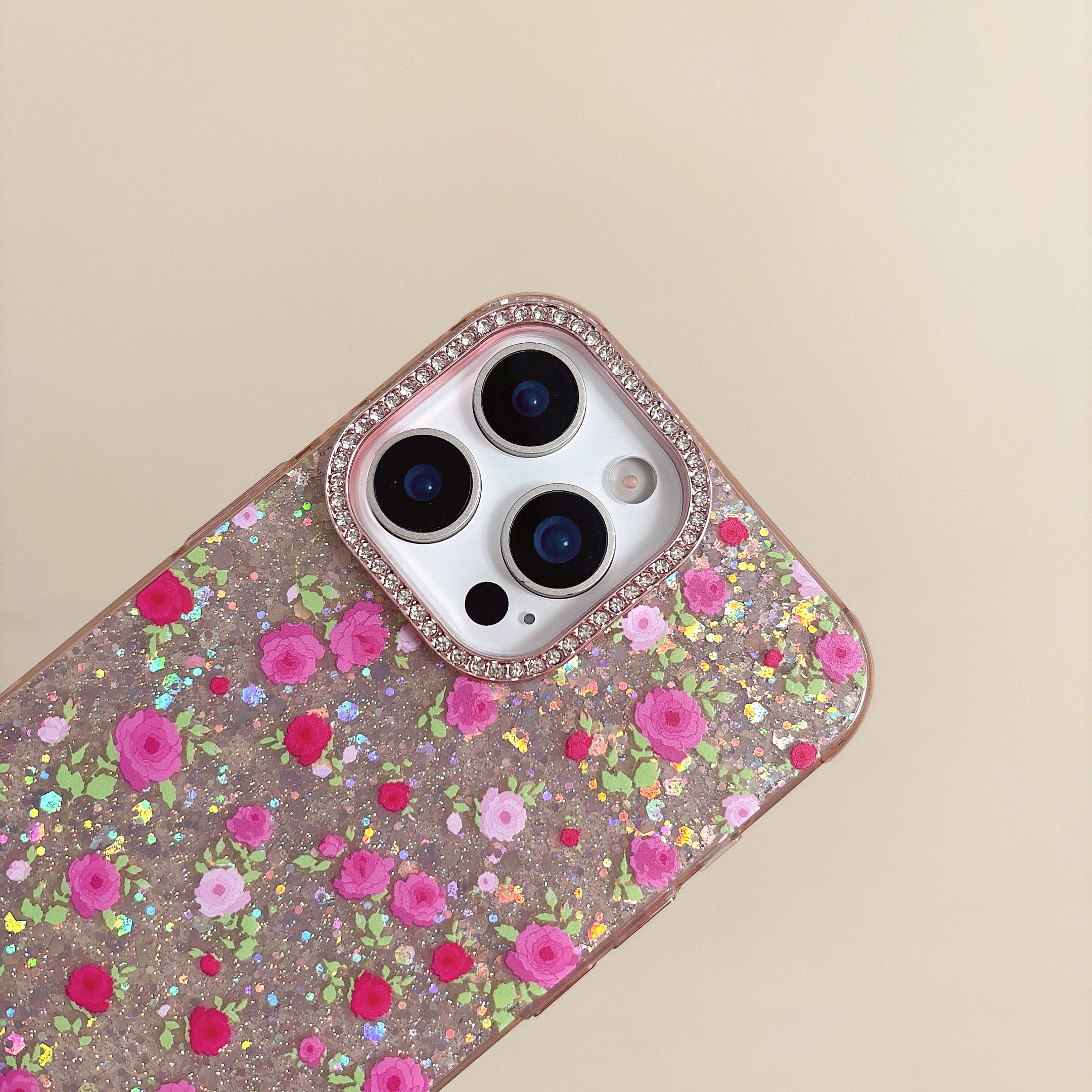 iPhoneケース かわいい ピンク フラワー キラキラ スマホケース