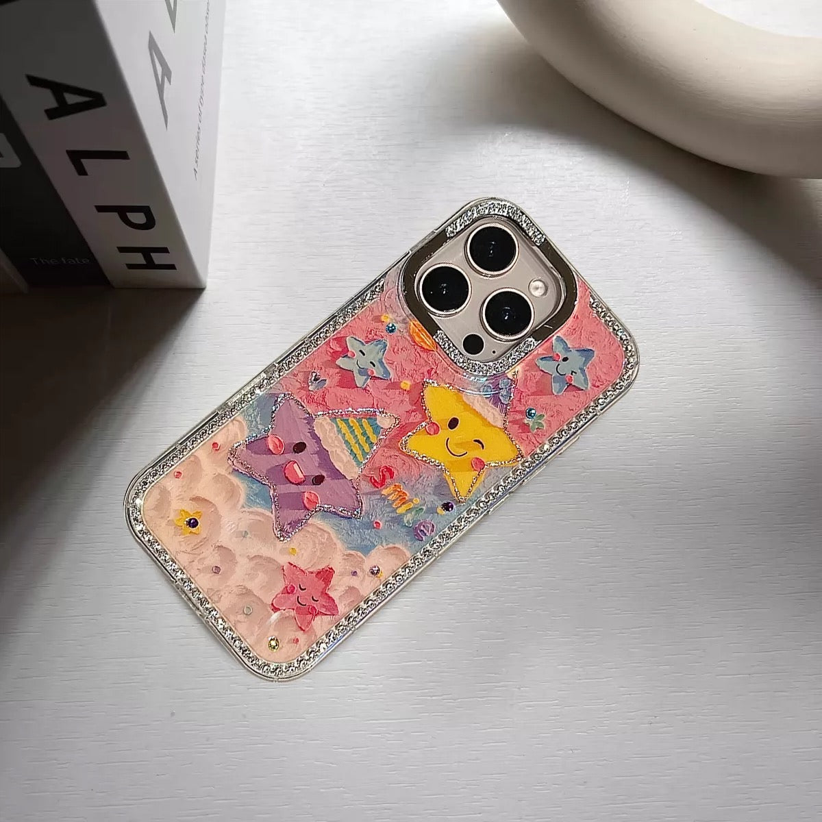 iPhoneケース スマイルスター 雲 ゆめかわ キラキラ スマホケース