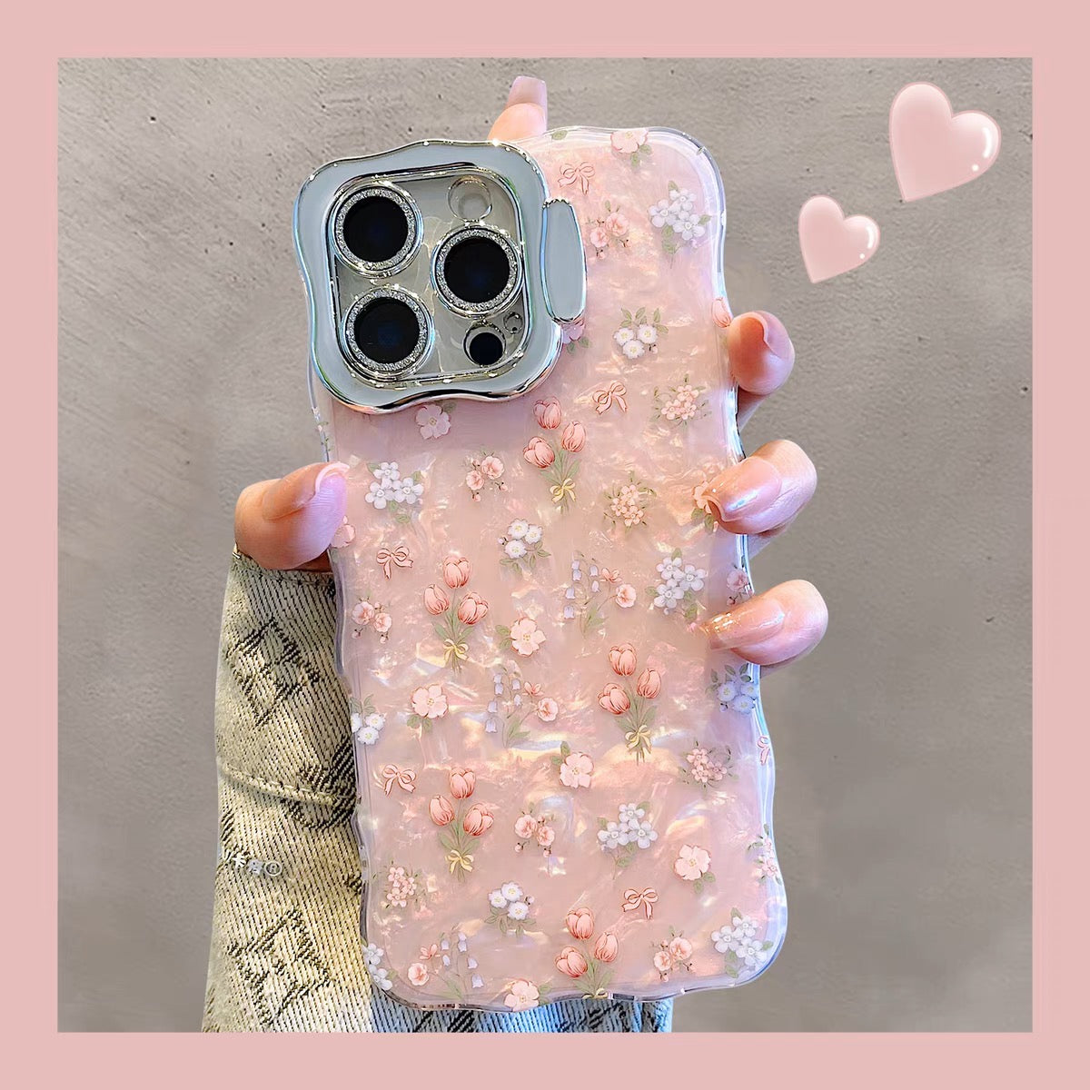 スマートフォン・携帯電話 iPhoneケース 両目スタッズ フラワー