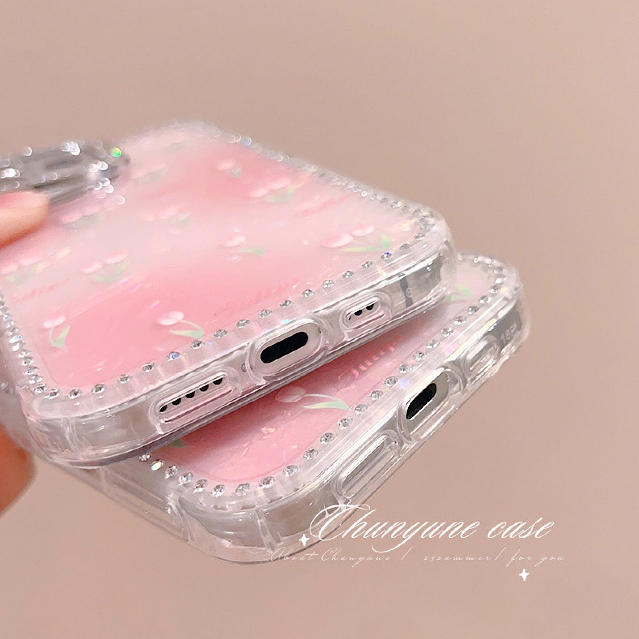 iPhoneケース かわいい ピンク チューリップ スタンド付き スマホケース