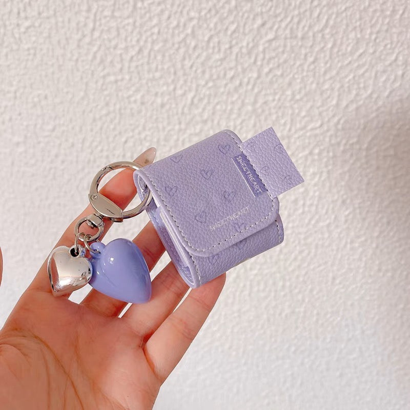 AirPodsケース パープル ハート おしゃれ AirPods Proケース