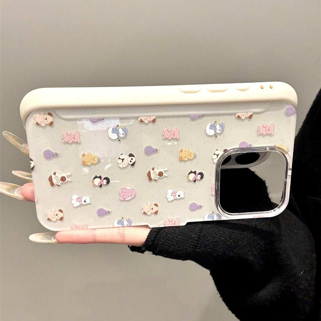 iPhoneケース かわいい アニマル フラワー スタンド付き スマホケース