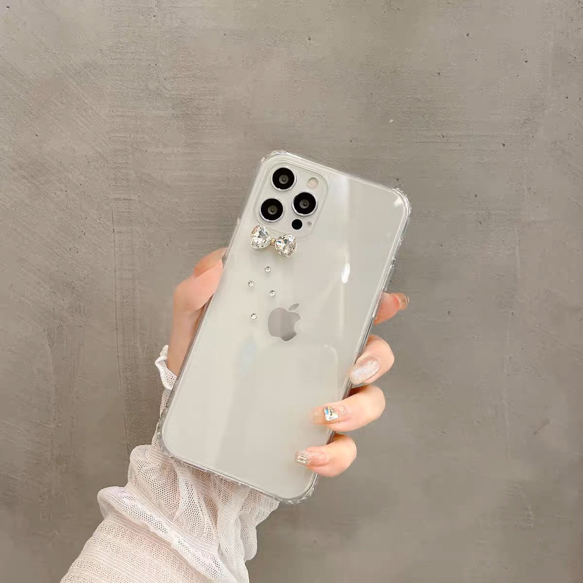 iPhoneケース おしゃれ リボン付き 透明 クリア スマホケース