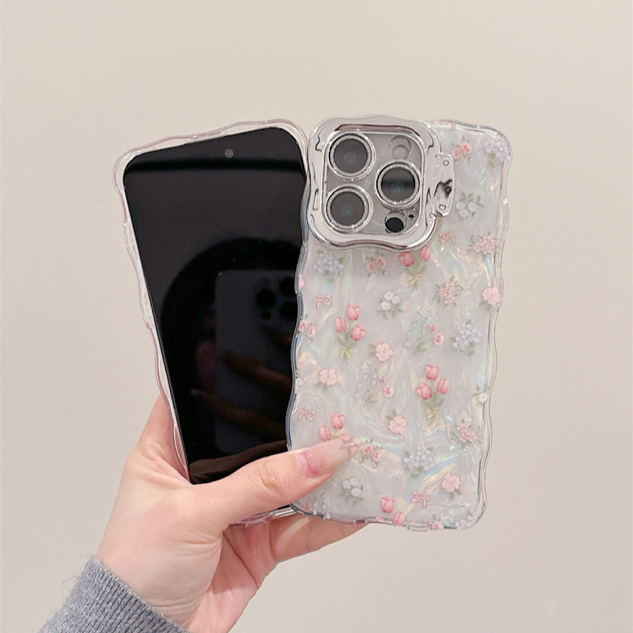 iPhoneケース おしゃれ フラワー スタンド付き スマホケース