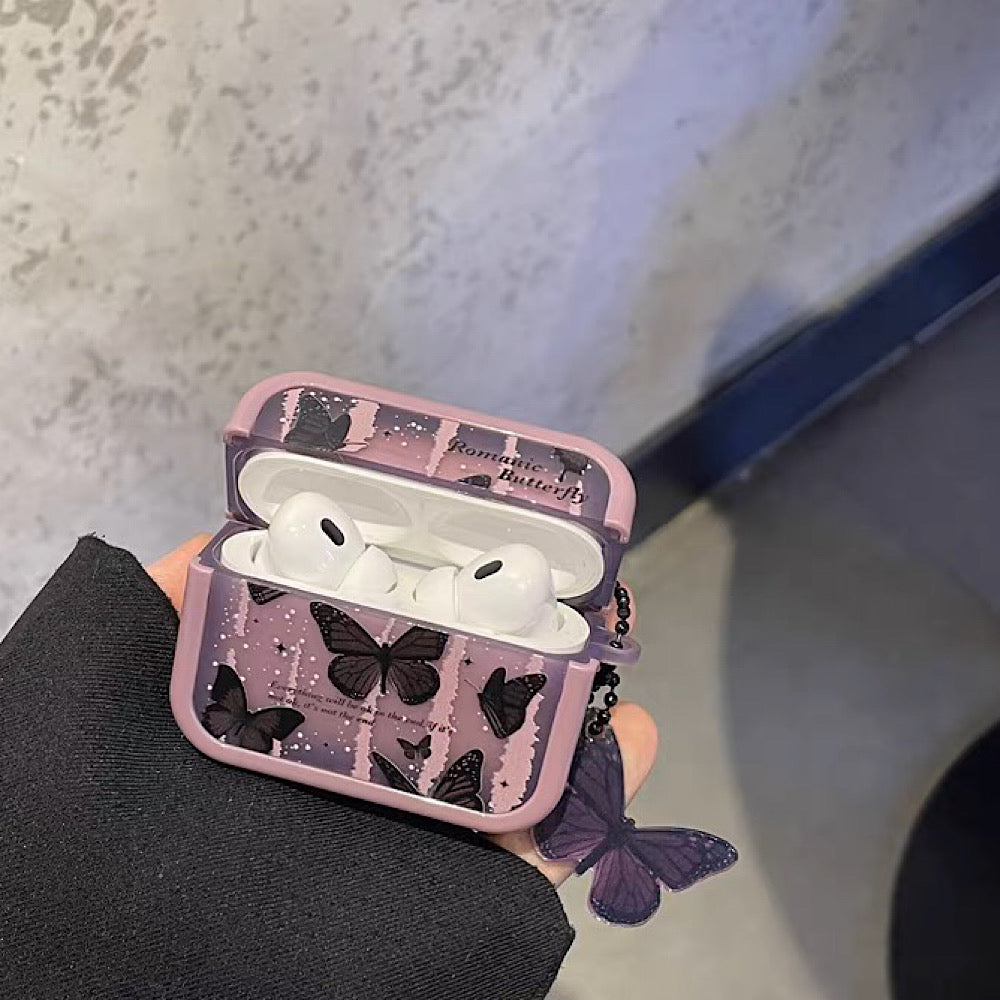 AirPodsケース かわいい パープル 蝶々 AirPods Proケース