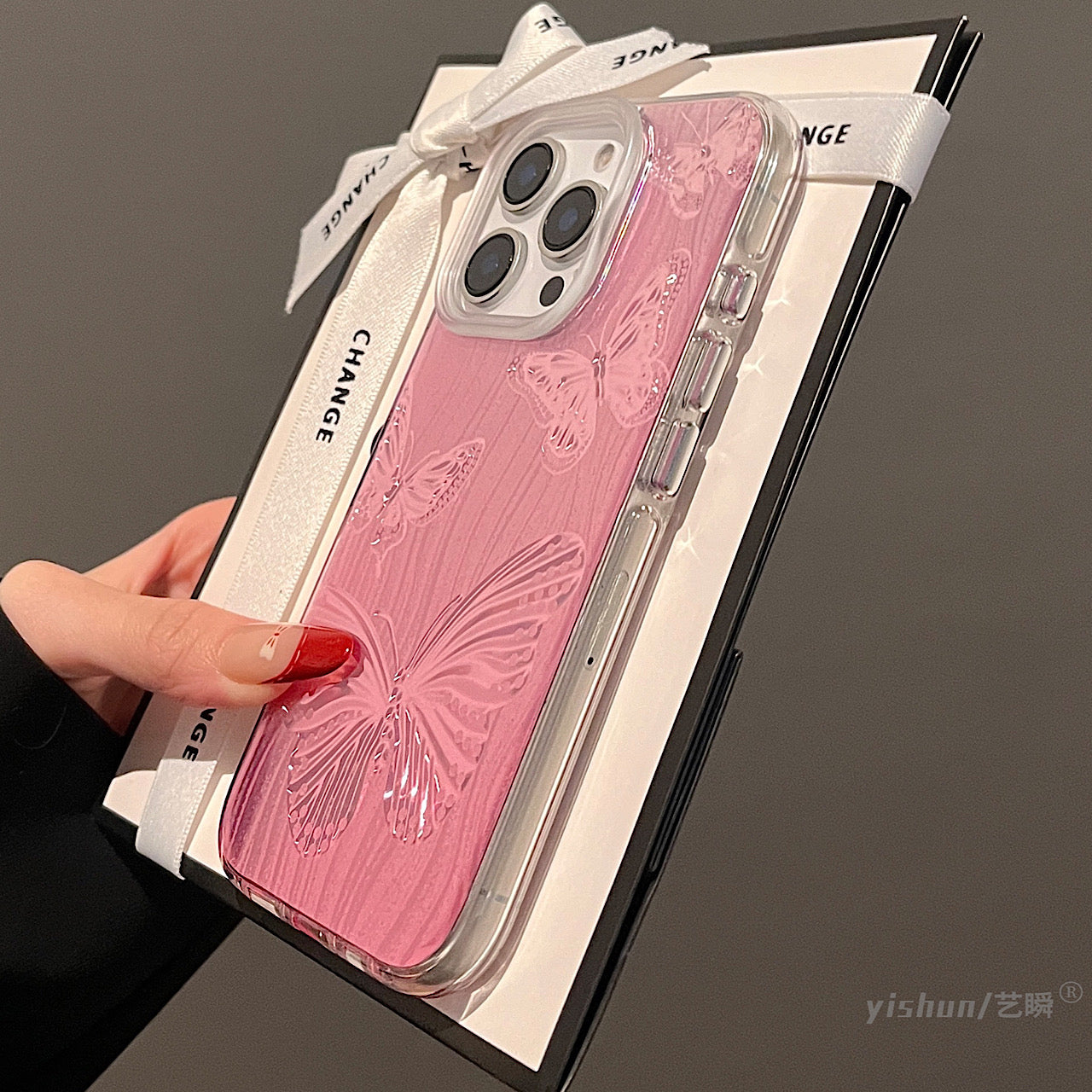 iPhoneケース おしゃれ キラキラ 蝶々 単色 スマホケース